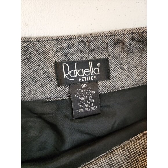 Rafaella Petites Womens 8P Gray Black Wool Blend Classic Straight Career Skirt - Picture 4 of 5